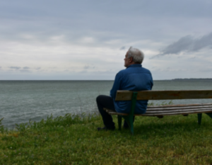 man sitting outside his private home hospice in Westchester county